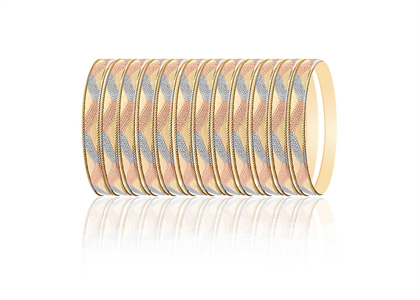 Three Tone Plated Side Veni Bangles